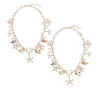UNICRAFTALE 2Pcs Summer Beach Woman Necklace Shell Conch Statement Chunky Necklaces Shell Starfish Necklace Seashell Pearl Necklaces Mermaid Costume Summer Beach Jewelry for Women Party