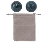 UNICRAFTALE 2Pcs Traditional Chinese Baoding Balls 40.5mm Marble Health Exercise Stress Reliefs Ball Dark Green Adult Stress Reliefs Meditation Balls Baoding Ball with Velvet Bags for Hand Therapy