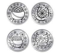 UNICRAFTALE 2Pcs Treasure Pot Lucky Coin Horseshoe Four Leaf Clover Coin Stainless Steel Double Sided Decision Coins Commemorative Coins Flipping Token Birthday Gift for Men Women