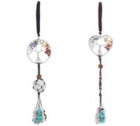 UNICRAFTALE 2Pcs Tree of Life Car Hangings Decorations Crystal Sun Catchers for Windows Hanging Car Mirrow Hanging Accessories Gemstone Decor Heart Ornaments Spiritual Gifts for Women