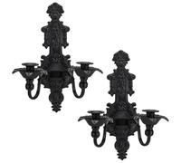 UNICRAFTALE 2Pcs Wall Candle Sconces Black Wall Sconce Candle Holder Vintage Walls Mounted Candles Holders Metal Gothic Walls Decorations for Living Rooms Hallways Entryways Bedroom