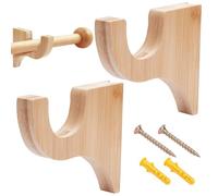 UNICRAFTALE 2Pcs Wooden Curtain Rod Brackets Curtains Rod Holder 5.5Inch/14cm Wood Brackets Classics Burlywood Return Bracket for 2" Pole Curtain Rods Hooks for Bedroom Living Room Kitchen