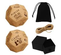UNICRAFTALE 2Set Wood 12 Types Food and Activity Decision Dice Wedding Gifts Funny Food Dice with Velvet Packing Pouches Cord and Paper Boxes for DIY Valentines Day