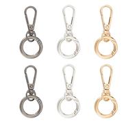 UNICRAFTALE 3 Colors 6Pcs Double Opening Swivel Spring Hooks Clip Alloy Swivel Lobster Claw Clasps with Spring Gate Rings 55mm Long Trigger Spring Keyring Buckle for DIY Key Chains Bags Purses