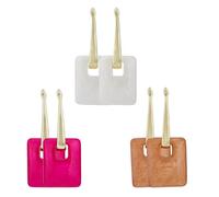 UNICRAFTALE 3 Pairs 3 Colors Rectangle Resin Hoop Earring for Women Lightweight Geometric Dangle Earrings Golden Long Drop Earring Fashion Hoop Earrings for Jewelry Gift