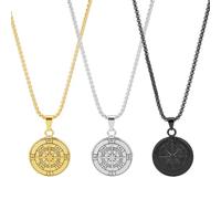 UNICRAFTALE 3 Pcs 304 Stainless Steel Compass Necklaces Norse Viking Pendant Necklaces Circle Medal Necklaces Vintage Nordic Necklaces Jewelry for Men Women with 60cm Box Chains