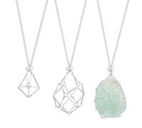 UNICRAFTALE 3 Sizes 6Pcs Adjustable Crystal Necklace Holder Empty Stone Holder Nets Necklace Pendant with Empty Crystal Cage Brass Macrame Pouch for Pendant Necklaces Making
