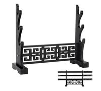 UNICRAFTALE 3-Tier Sword Stand Base Sword Display Stand Black MDF Katana Stands Wooden Rack Samurai Swords Hanger Cosplay Rack Swords Holder for Light Sabers 40x14x34.5cm