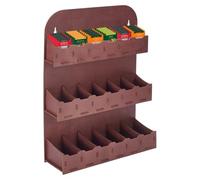 UNICRAFTALE 3-Tier Wood Tea Bag Holder Brown Vertical Tea Bag Organizer Storage Holder Wall Mounted Tea Box Containers Teabag Station Stand for Cabinet Countertop Office Decoration 27.2x9x36cm