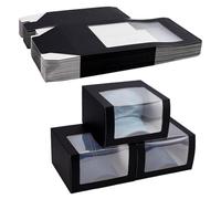 UNICRAFTALE 30 Pack Black Classic Hat Boxes With Window 19.5x12x19.5cm Paper Baseball Caps Storage Box Stackable Gift Display Case For Dad Hat Snapback Billed Cap Foldable Packaging