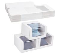 UNICRAFTALE 30 Pack White Hat Boxes With Window 19.5x12x19.5cm Paper Baseball Caps Storage Box Stackable Gift Display Case For Dad Hat Snapback Billed Caps Foldable Packaging