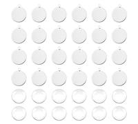 UNICRAFTALE 30 Pcs 25mm Cabochon Pendant Settings Stainless Steel Blank Bezel Pendant Trays Flat Round Square Base Cabochon Charm with Glass Cabochons for Jewelry Making