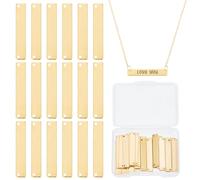 UNICRAFTALE 30 Pcs Stainless Steel Rectangle Connector Charms, 35mm Golden Stamping Blank Tag Pendants, Big Dainty Label Charms for Bracelet Necklace Jewelry Making