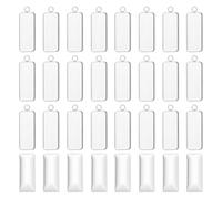 UNICRAFTALE 30 Sets 304 Stainless Steel Rectangle Cabochon Blank Bezel Pendant Trays Base Cabochons Settings Charm with Glass Cabochons Blanks Set Cabochon 10×25mm for DIY Photo Crafts Jewelry Making