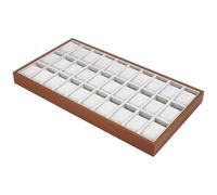 UNICRAFTALE 30 Slot Wooden Watches Jewelry Tray Organizer Coffee Watch Display Case with Gray Velvet Pillows Watch Drawer Insert Jewelry Storage Organizer for Vanity Closet Countertop 21x11.4x1.7 Inch