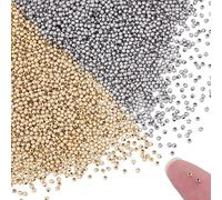 UNICRAFTALE 3000Pcs 2 Colors Stainless Steel Spacer Beads Round Beads 2mm Tiny Crimp Beads Round Loose Beads Metal Beads Smooth Beads for Bracelet Necklace Jewelry Making Supplies