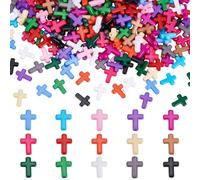 UNICRAFTALE 300Pcs 15 Colors Acrylic Cross Beads Opaque Spacer Beads Crucifix Loose Plastic Cross Bead for Easter Craft Jewelry Necklace Bracelet Making