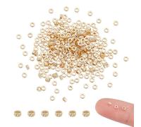 UNICRAFTALE 300pcs Real 18K Gold Plated 2mm Column Spacer Beads Golden Loose Flat Round Smooth Beads Metal Crimp Bead for Bracelet Jewelry Making Crafting Hole 1mm