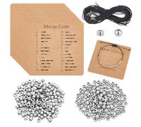 UNICRAFTALE 304 Stainless Steel Morse Code Bracelet Making Kit 200Pcs Round Spacer Beads 200Pcs Long Tube Beads 10Pcs Morse Code Decoding Card and Waxed Cord for DIY Bracelet Jewelry Making
