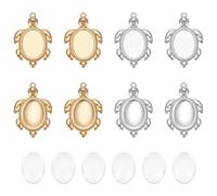 UNICRAFTALE 304 Stainless Steel Sea Turtle Pendant Blanks 2 Colors Ocean Turtle Charms Base Golden Blank Bezel Trays with Oval Cabochons Base for DIY Necklace Jewelry Making