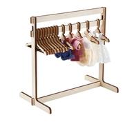 UNICRAFTALE 30cm High Doll Garment Racks with 15Pcs Wooden Clothes Hanger Small Dolls Clothes Rack Antique White Mini Dress Up Storage Doll Garment Rack Accessory for Dollhouse Cat Puppy