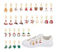 UNICRAFTALE 30Pcs 15 Styles Christmas Metal Boot Charms Shoe Charms with 30Pcs Rings Gold Enamel Charm Pendants Shoelace Charm Xmas Tree Shoe Decoration Pendant for Boots Sandal Casual Shoes Decor