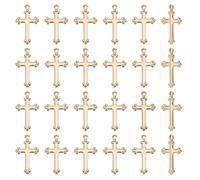 UNICRAFTALE 30pcs 17mm Long Light Gold Cross Charm Brass Slide Pendants Metal Slide Cross Charms Ankh Cross Pendants for Earring Necklace Bracelet DIY Jewelry Making