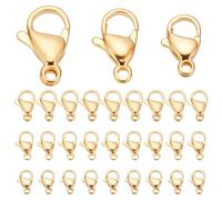 UNICRAFTALE 30pcs 3 Sizes Gold Lobster Claw Clasps Stainless Steel Clasps Fastener Hook End Chain Clasp Metal Clasps for Jewelery Making Necklaces Bracelets