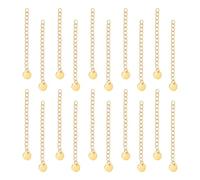 UNICRAFTALE 30Pcs 304 Stainless Steel Golden Curb Chain Extension End Chains with Flat Round Charms Necklace Bracelet Extension Chain Anklet Extenders for Summer Gifts Women DIY Jewelry Making 57~60mm
