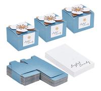 UNICRAFTALE 30Pcs Candy Boxes 6.5x6.5x4.5cm Blue Favor Boxes with Floral Decor Paper Bridal Gift Box with Tags for Guests Bridal Shower Birthday Party Anniversary Supplies