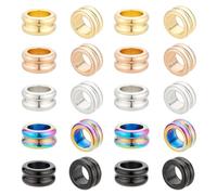 UNICRAFTALE 30pcs Lanyard Beads 5 Colors 304 Stainless Steel Grooved Beads Column Spacer Beads 8x4mm Beads 5mm Large Hole Beads Metal Bracelet Beads for DIY Earring Bracelet Jewelry Making