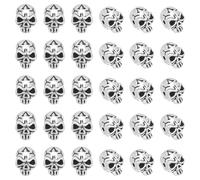 UNICRAFTALE 30Pcs Metal Skull Beads Skeleton Head Charms Tibetan Style Bead Loose Spacer Charm Beads Antique Silver European Bead for Halloween Crafts Bracelet Necklace Hole 1.5mm