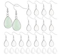 UNICRAFTALE 32Pcs Stainless Steel Teardrop Bezel Earring Blanks 41mm Drop Dangle Earring Making Kits Include Transparent Teardrop Cabochons Jewelry Findings for DIY Crafts
