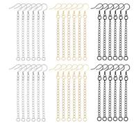UNICRAFTALE 36pcs 18 Pairs French Ear Hook Earring Findings with Pre Attached Chain 3 Color Ear Wire Findings 7.2cm Bulk Stainless Steel DIY Jewelry Making Supplies for Earring