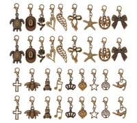 UNICRAFTALE 36Pcs 18 Styles Knit Stitch Marker Charm Vintage Crochet Markers Small Locking Stitch Markers Antique Bronze Animal Leverback Knitting Charms Knitting Tools for Weaving Sewing Needleworks