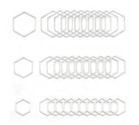 UNICRAFTALE 36pcs 3 Sizes Hexagon Open Bezel Pendants Charms Stainless Steel Linking Circle Frames Connectors Metal Hollow Charm for Bracelet Necklace Jewelry Making Stainless Steel Color