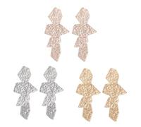 UNICRAFTALE 3Pairs 3 Colors Hammered Surface Geometric Boho Earrings for Women Gold Polygon Statement Earring Drop Dangle Earrings Big Fashion Long Earrings Jewelry