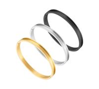UNICRAFTALE 3pcs 3 Colors Round Grooved Cuff Bangle 4mm Inner Stainless Steel Blank Bracelet Gemstone Leather Inlay Bangle Metal Blank Bracelet Open Bangles for Bangle Gift Making