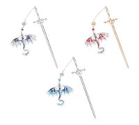 UNICRAFTALE 3Pcs 3 Colors Wing Dragon Bookmark Sword Pendant Bookmarks with Acrylic Dragons Metal Sword Dragon Bookmark Charms for Book Lovers Presents Reading Crafting Gifts