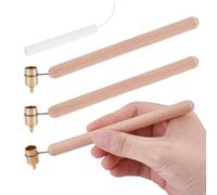 UNICRAFTALE 3Pcs 3 Sizes Hot Wax Pens Wooden Fine Line Paint Pens for Ukrainian Pysanky Making Brass Tip Detail Pen with Clean Wire for Ukrainian Easter Eggs Detailed Creative Designs
