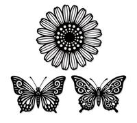 UNICRAFTALE 3Pcs Black Metal Wall Decoration Daisy Butterfly Wall Decor Matte Walls Art Minimalist Walls Sculptures Home Hanging Ornaments for DIY Bedroom Kitchen Bathroom Living Room