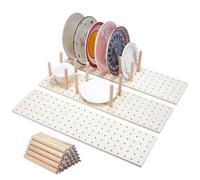UNICRAFTALE 3Set Wood Pegboard Drawer Organizer Adjustable Wood Tableware Organizer Storage Shelf Wooden Peg Board with 24 Pegs for Dishes Plate Pot Container Cookware Utensil Kitchen 53.3x15x1cm
