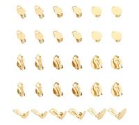 UNICRAFTALE 3Styles 30Pcs Real 18K Gold Plated Clip on Earring 304 Stainless Steel Flat Round Earring Settings Golden Tray Non-Pierced Earrings Components with Loops 16-22mm for Earring Jewelry Making