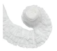 UNICRAFTALE 4.37 Yards 3-Layer Pleated Organza Lace Edge Trim 4 Inch Wide Gathered Ruffle Chiffon Ribbon White Pleated Edging Trimmings Fabric for Cloth Sewing Embroidered Applique Wedding