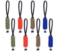 UNICRAFTALE 4 Colors 8Pcs 14cm Paracord Braided Lanyards with Stainless Steel Beads Braid Paracord Keychain for Pocket Knife EDC Tools Tactical Lanyards for Outdoor Camping Emergency