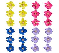 UNICRAFTALE 4 Pairs 4 Colors Bohemian Flower Dangle Earrings Daisy Flower Matte Floral Petal Drop Dangle Earrings 3 Layered Tiered Long Drop Earrings Boho Wedding Party Gifts for Woman