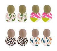 UNICRAFTALE 4 Pairs 4 Style Polymer Clay Dangle Earrings Minimalist Colorful Pattern Earrings Flat Round Earrings Leopard Earrings Handmade Drop Dangle Earrings Jewelry Gifts
