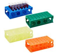 UNICRAFTALE 4 Pcs 4 Way Test Tube Rack 6.57x1.97x3.70Inch/16.7x5.0x9.4cm Stackable Plastic Tube Racks with Stand Multi Function Test Tubes Holder for Sample Storage Classroom Research Mixedcolor