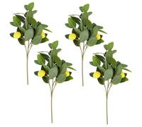 UNICRAFTALE 4 Pcs Artificial Lemon Branches Faux Stems for Home Vase Decor | Fresh Natural Green,Realistic Foliage,Plastic Material,Kitchen Dining Table,Vase Filler