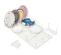 UNICRAFTALE 4 Set Pegboard Drawer Organizer Beige White Plastic Pegboards Dish Rack 28x15cm Snap-On Plate Dryer 48 Hooks Counter Space Saver No-Rust Utensil Holder for Kitchen Cabinet RV